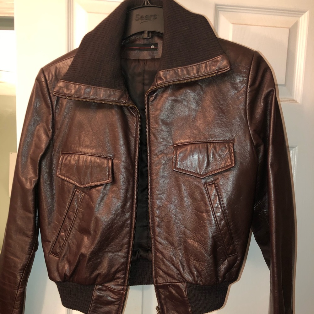 Ladies Brown leather bomber